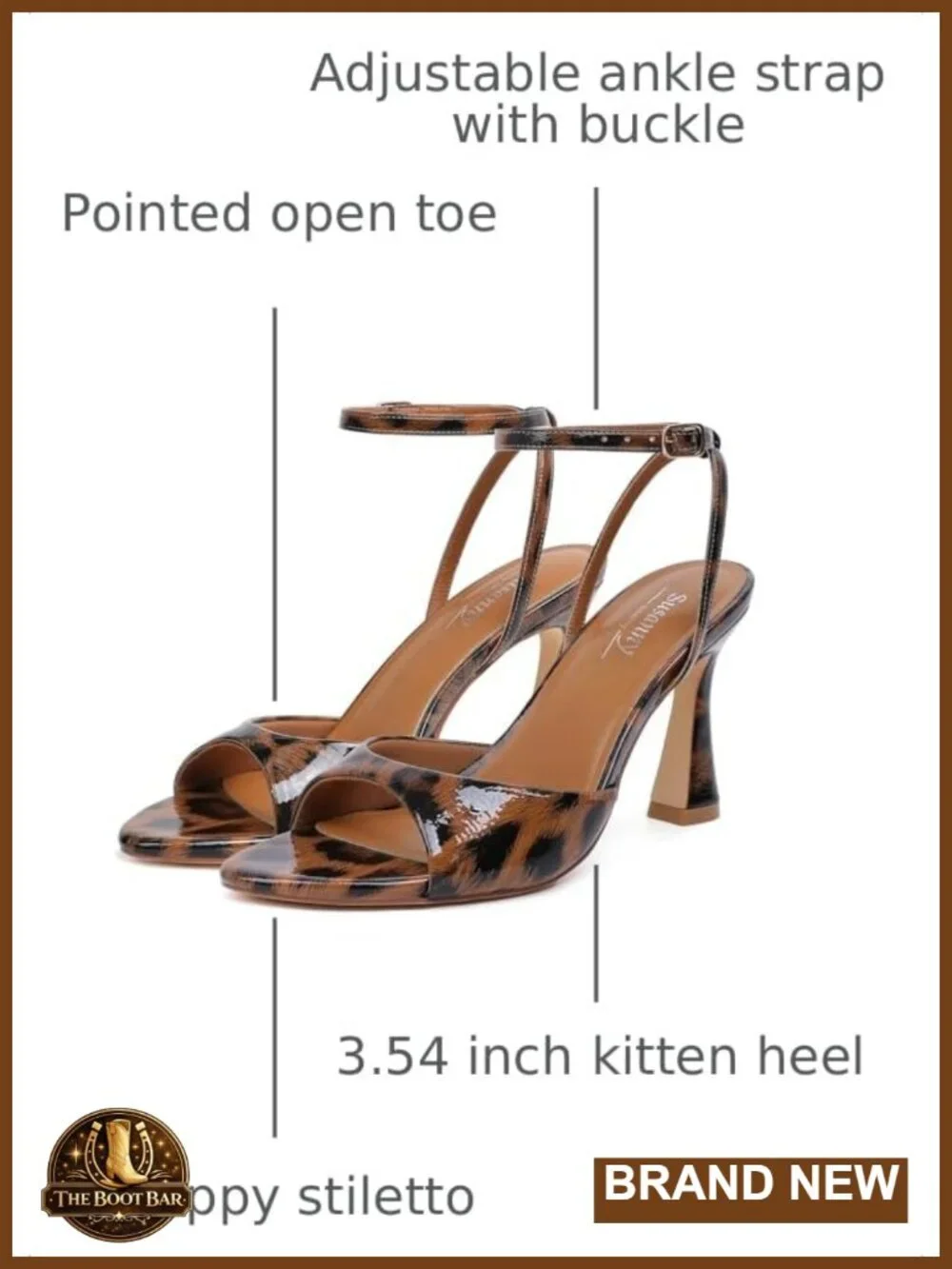 Women's Strappy Kitten Heel Sandals with Ankle Strap and Open Toe